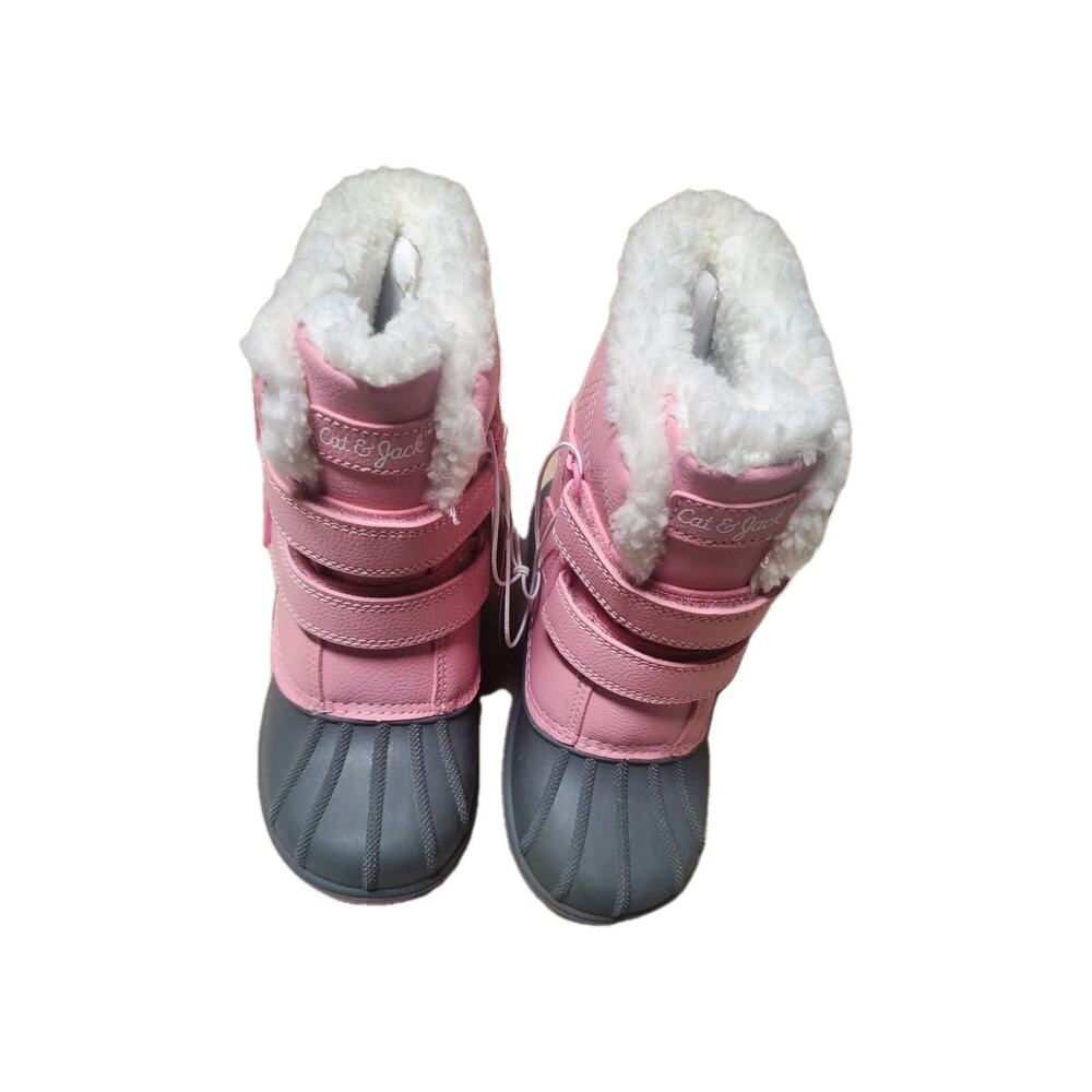 Cat & Jack Toddler Faux Fur Hook‑and‑Loop Mid Calf Winter Boots Waterproof
